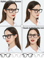 AEZUNI Oversize Square Reading Glasses for Women Oversized Trendy Large Readers 1.0 1.5 2.0 2.5 3.0 3.5 (Black,2.50)
