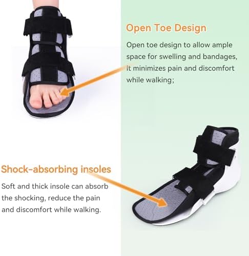 Walking Boot for Broken Toe Injuries, Sprained Ankles, Metatarsal Stress, Post-Op Support Right Foot Fracture Shoe Fits Men and Women, Stable Ankle Joints Postoperative Recovery Pain Relief