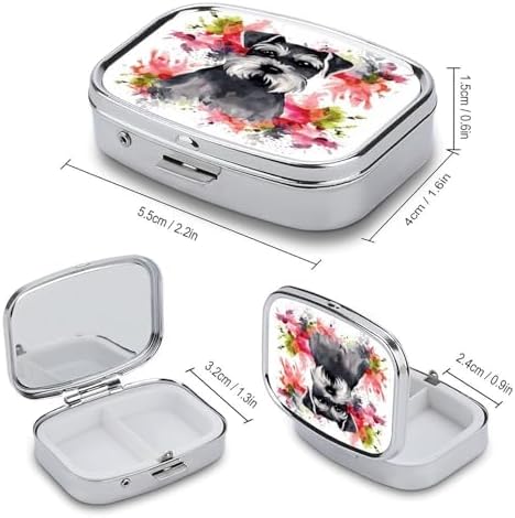 Schnauzer Weekly AM/PM Pill Organizer.Waterproof Portable Compact Travel Pill Organizers.Small Pill Box for Medicine Holder for Vitamins Medication.