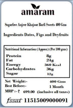 Amaram by Ghasitaram Sugarfree Anjeer Khajoor Barfi Sweets Gift, 400g|Sugar Free Sweets|Diabetic Friendly|Diwali Sugar Free Sweets Box