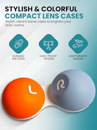 SPORTS WORLD VISION 6PC Soft Grip Contact Lens Case with Anti-Slip Rubber Exterior | Screw Top Travel Storage Case for Contact Lens Solution Bulk Buy Box | L and R Marked Lens Containers
