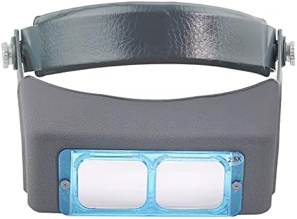 Headband Magnifier Double Lens Head-Mounted Reading Magnifier Loupe Jewelry Visor Opitcal Glass Binocular Magnifier with Lens Magnification-1.5X 2X 2.5X 3.5X