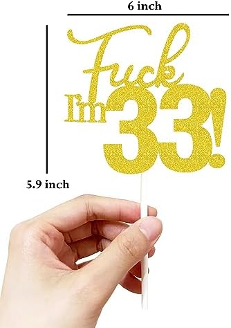 Birthday Gold Cake Toppers for women, 33 cake topper, 33rd birthday decorations,33rd Birthday Cake Topper, 33 Decorations for Cake, 33 Gold Birthday Decorations thirty three