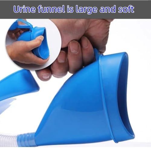 Unisex Female or Male Bed Urinal,YUMSUM Universal Potty Pee Bottle Collector Travel Toilet 2000ML with Lid and 1.3M Drain Hose (L Female Blue)