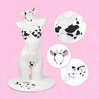 paloli Womens Anime Cow Cosplay Bikini Lolita Kawaii Bra and Panty Set Japanese Underwear White Stocking