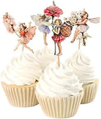 Set of 24 Pieces Fairy Flower Theme Party Decoration Cupcake Topper Kids Birthday Party