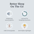 Yogasleep Travel Mini Portable White Noise Sound Machine, 6 Soothing Sounds, Volume Control, Dimmable Night Light, Sleep Therapy for Adults & Baby, USB Rechargeable, Lanyard Included