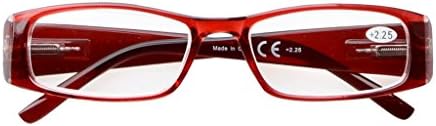 Eyekepper 5-Pack Spring Hinges Rectangular Reading Glasses Readers Red +2.5