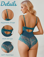 Avidlove Bodysuit for Women Sexy Lace Top One Piece Lingerie V Neck Mesh Tops Going Out Cami Naughty Push Up Body Suit