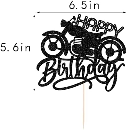 Happy Birthday Cake Topper Black Flash Motorcycle Party Decoration Birthday Party Cake Decoration