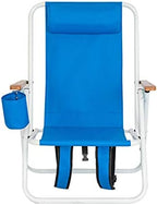 HOMSUPPLIE'S Folding Beach Chair Adjustable Headrest w/4 Flexible Tilt Angle, with Backpack Design, Headrests, Cup Holders & Armrests - Ideal for Sand,Camping, Lawn Concerts (Headrest,Blue, 1 pcs)