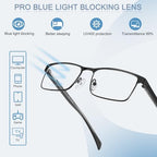 EYECEDAR 5 Pack Premium Reading Glasses for Men Blue Light Blocking Metal Half Frame Spring Hinges Computer Readers for Men 2.5
