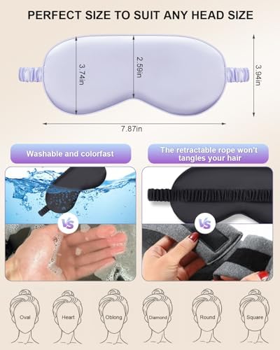2Pack Silk Sleep Mask,IEKEODI Eye Mask for Sleeping,Elastic Blackout Eye Mask & Blindfold for Full Night's Sleep,Travel and Nap(Purple)