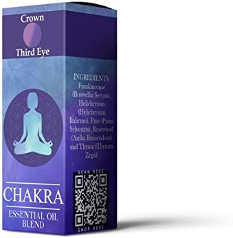 Mystix London | Crown & Third Eye Chakra Essential Oil Blend 10ml | Floral, Woody & Resinous Aroma with Frankincense & Lavender | Calming Home Fragrance