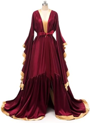 yinyyinhs Bridal Robe Long Silk Satin Bridesmaid Wedding Robes Nightgown Bathrobe Sleepwear Maternity Photoshoot Dress