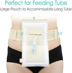 [2 Pack] Feeding Tube Belt, PEG Tube Holder G-Tube Protective Belt Breathable Beige with Slit for G Tube J Tube PEG Tube Supplies, No More Taping The Tube