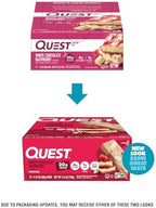 Quest Nutrition White Chocolate Raspberry Protein Bars, 20g Protein, 1g Sugar, 5g Net Carb, High Fiber, Gluten Free, Keto Friendly, 12 Count