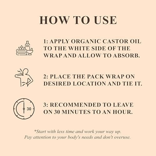 Handcraft Blends Castor Oil Pack Wrap | Organic Castor Oil 16 oz | Reusable Wraps | Durable Comfortable Pack Wraps | Adjustable Elastic Straps | Neck and Stomach