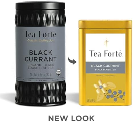 Tea Forte Black Currant Premium Loose Leaf Caffeinated Black Tea Blend Canister, Makes 35-50 Cups