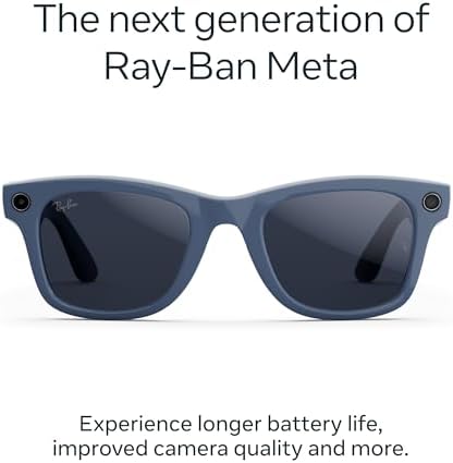 Ray-Ban Meta (Gen 2), Wayfarer Large, Shiny Cosmic Blue | Smart AI Glasses for Men, Women — 2X Battery Life — 3K HD Resolution — 12 MP Ultra-Wide Camera, Audio, Video — Transitions® Sapphire Lenses
