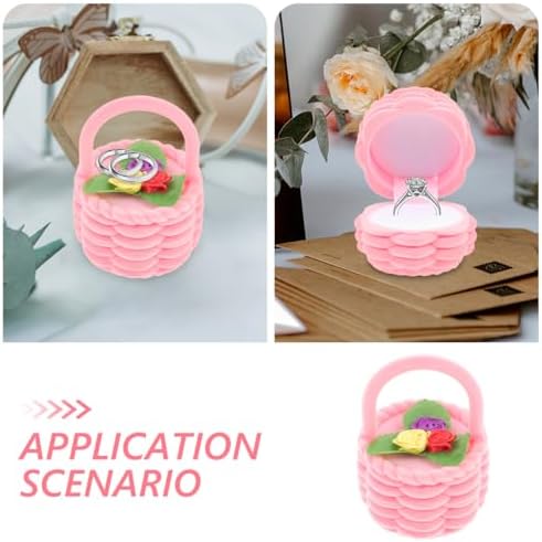 ABOOFAN Flower Basket Ring Box 3.22X2.16X2.16In Portable Engagement Ring Case Wedding Ceremony Jewelry Storage Organizer