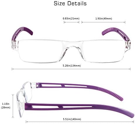 LifeArt 2/4 Pairs Reading Glasses, Blue Light Blocking Glasses, Computer Glasses for Men and Women, Rectangle Eyewear Frame
