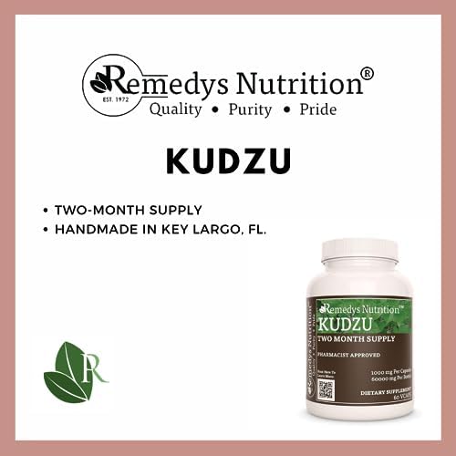 Remedy's nutrition Kudzu Root | 1,000mg, 60 Vegan Capsules Herbal Dietary Supplement | Two Month Supply