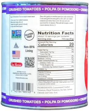 SMT SAN MERICAN TOMATO - Crushed Canned Tomatoes - 28 Ounce (Pack of 6) - USA Grown