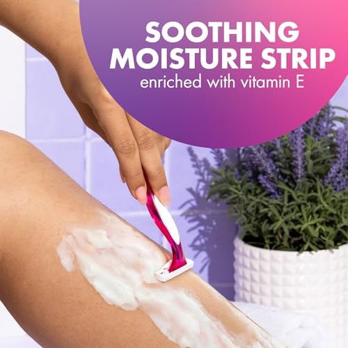 BIC Soleil Smooth Scented Women’s Disposable Razor, 3 Blades, Moisture Strip For a Silky Shave, 4 Piece Razor Set