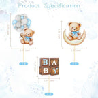 24 PCS Bear Cupcake Toppers, Baby Shower Baby Bear Cake Decorations Little Bear Cupcake Topper for Bear Theme Baby Shower Birthday Supplies (Blue)