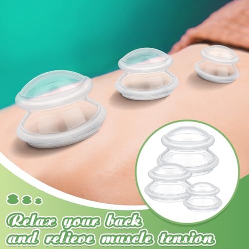 TrelaCo 6 Pcs Cupping Kit for Massage Therapy 3 Sizes Silicone Cupping Set Chinese Massage Therapy for Studio Household Cellulite Joint Pain Muscle Pain(Clear)