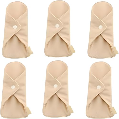 6-Pack Reusable Organic Cotton Panty Liners – 7.1" Washable Breathable Cloth Pads for Daily Use, Light Flow, Postpartum or Bladder Leaks
