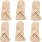 6-Pack Reusable Organic Cotton Panty Liners – 7.1" Washable Breathable Cloth Pads for Daily Use, Light Flow, Postpartum or Bladder Leaks