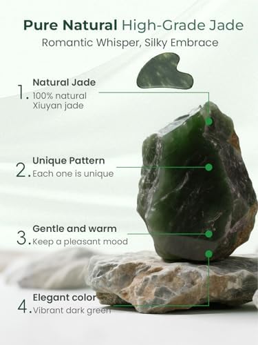 Gua Sha Facial Tools, Natural Jade Stone Guasha Tool for Face Acupuncture Therapy Trigger Point Treatment, Gua Sha Scraping Massage Tool (Green)