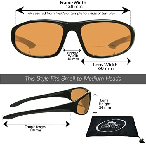 proSPORT Blue Light Blocking Bifocal Sunglass Readers, Amber HD Lens, Safety Z87 Lens, Wraparound Sport Frame, Men Women