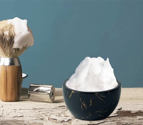 Marbled Shaving Mug - Black Resin Shave Cream & Soap Bowl - Cup