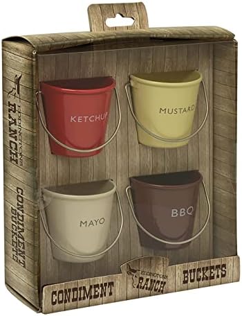 Eddingtons 83035 Ranch Ketchup Mayo BBQ and Mustard Condiment Buckets, Stainless Steel