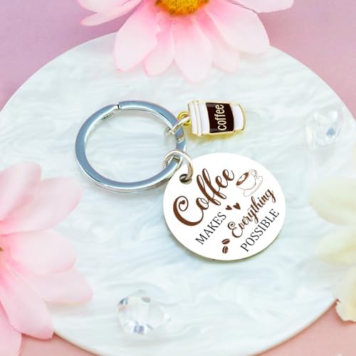 Coffee Lover Gifts for Women Men Coffee Keychain Accessories Barista Gifts for Women Barista Accessories Funny Keychains for Coworker Friend Birthday Gift Ideas