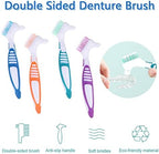 Denture Brush, 4 Pieces Small Toothbrush for Dentures, Multi-Layered Bristles Ergonomic Rubber Handle for False Teeth Cleaning