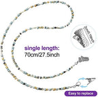 5 Pieces Bead Eyeglass Chains Clip Holder Colorful Beaded Face Covering Lanyards Handmade Necklace with 5 Pairs Silver Clips, 28 Inches Long