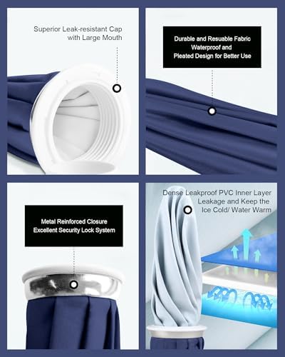 Ice Pack for Injuries Reusable, Ice Bags Reusable Hot Water Bag for Pain Relief, Hot & Cold Therapy Ice Bag, No-Leak Elastic Breathable Ice Cold Pack, Size 6" 2Pcs