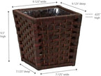 Household Essentials Woven Waste Basket, 3 Gallons, HandWoven Paper Rope with Removable Plastic Liner, Durable Wood Frame, Wide and Open Top for Easy Access, Decorative, Brown
