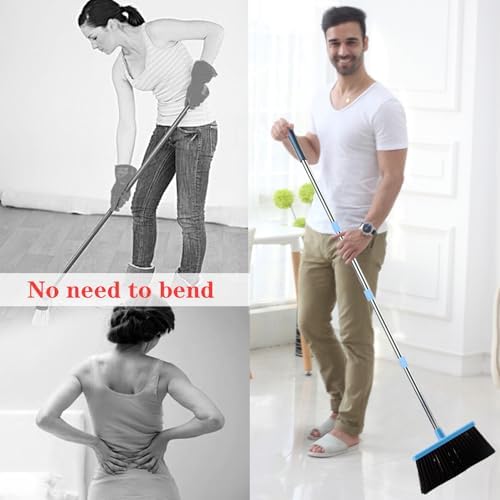 Broom and Dustpan Set for Home 2026 Indoor Outdoor Broom with Dustpan Combo Set Upright Dust Pans with Long Handle Angle Broom for Kids Garden Pet Hair Lobby Wood Floor Kitchen