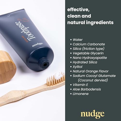 Nudge 10% Nano Hydroxyapatite Toothpaste, Enamel Friendly Advanced Clean, Fluoride Free & SLS Free, Orange, 4.5 oz