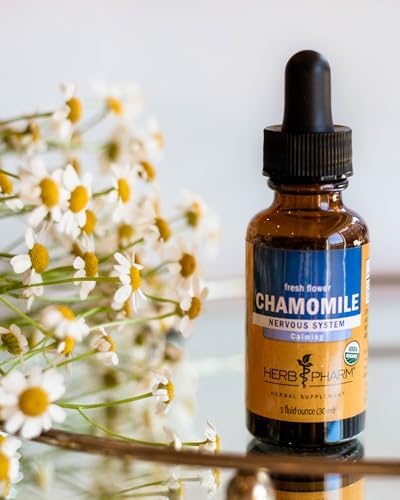 Herb Pharm Chamomile Liquid Extract: USDA Organic | Calming Nervous System Support, Stress Support Chamomile Supplement | Fast-Absorbing & Sugar-Free, Made with Organic Chamomile Flowers, 1 oz*
