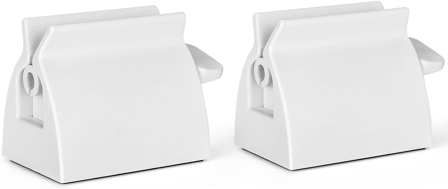 2pcs Rolling Tube Toothpaste Squeezer Toothpaste Seat Holder Stand for Bathroom Accessories（Milky）