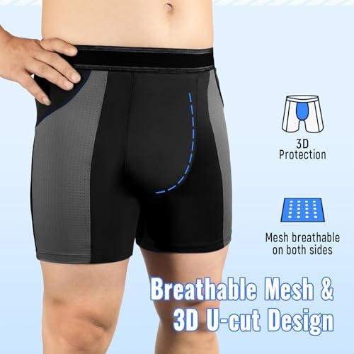 Carer Mens Incontinence Underwear for Bladder Leak Protection 80ML Incontinence Underwear for Men Washable Breathable Leak Proof Underwear for Men Urinary Incontinence Boxer Shorts (2 Black, 2XL)
