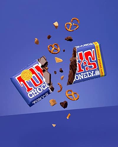 Tony's Chocolonely 42% Dark Milk Chocolate Bar with Pretzel and Toffee Belgium Chocolate, No Artificial Flavoring, Fairtrade & B Corp Certified - 6.35 Oz