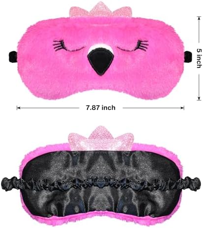 Funny Flamingo Sleeping Mask Eye Mask Cute Animal Sleep Mask Soft Plush Blindfold Travel Eye Cover Eyeshade for Kids Adults Girls Boys Women Men (Flamingo, Hot Pink)