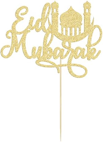 1 Pack Eid Mubarak Cake Topper Gold Glitter Moon Star Hajj Eid Cake Picks Islamic Muslim Festival Ramadam Kareem Party Cake Decorations Supplies